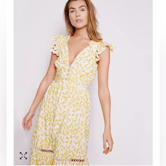 Rahi Yellow Floral Print Midi Dress size S - Picture 3 of 9